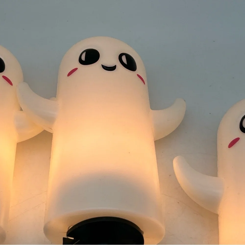 3-Halloween 6” Cute Friendly Blow Mold Ghost Pathway Lights Outdoors Works Great